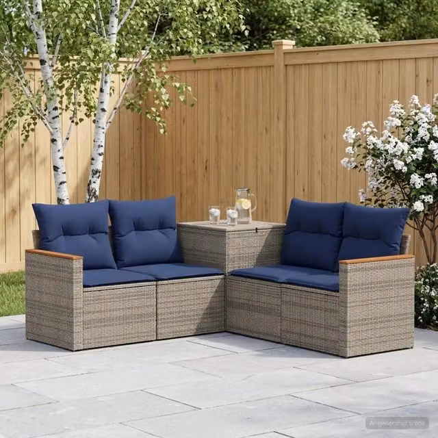 Set di divani 5 pz Grigio e Blu Navy 179 x 179 x 85 cm 3447935
