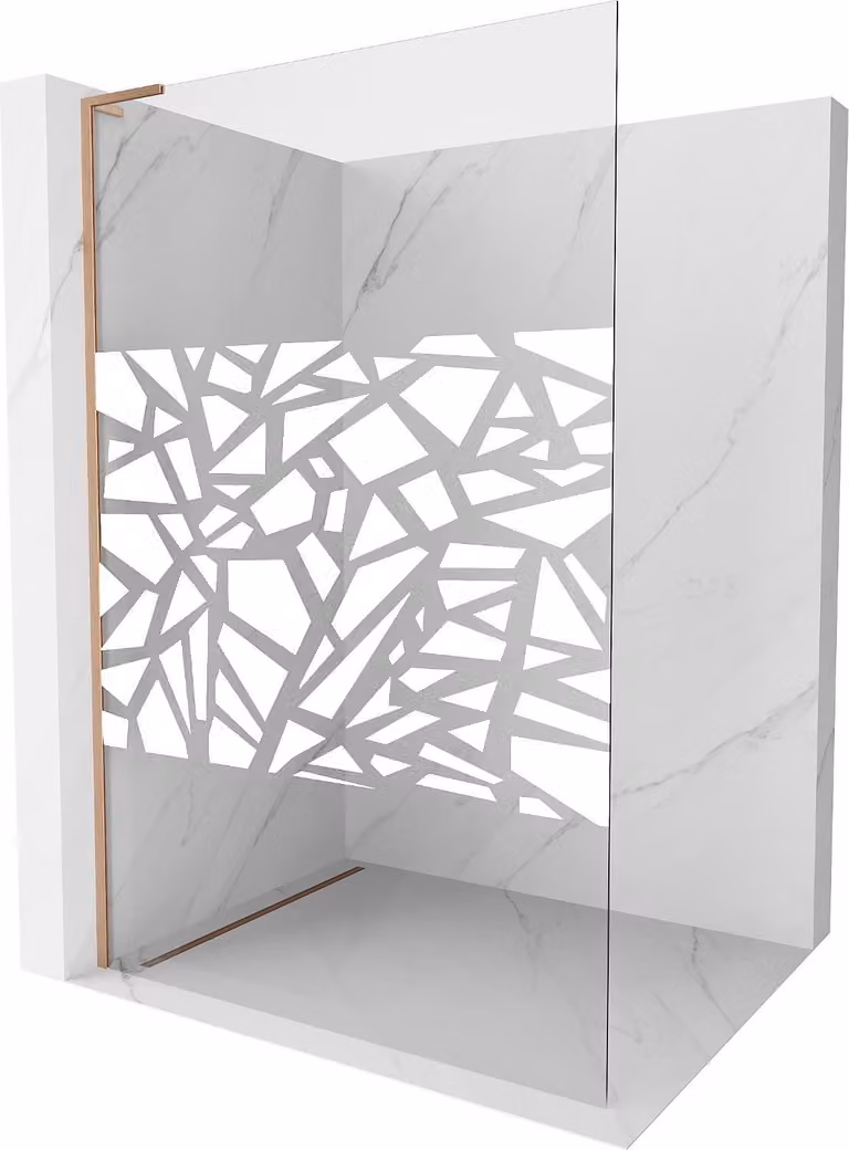Mexen Kioto L parete doccia Walk-in 90 x 200 cm, motivo bianco, rame spazzolato - 800-090-103-65-85