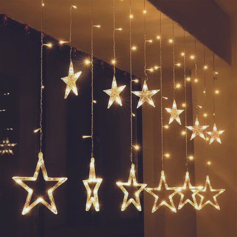 Solight LED Stella di Natale a sospensione 3m, per interni, 3x AA, timer, bianco caldo 1V227-4