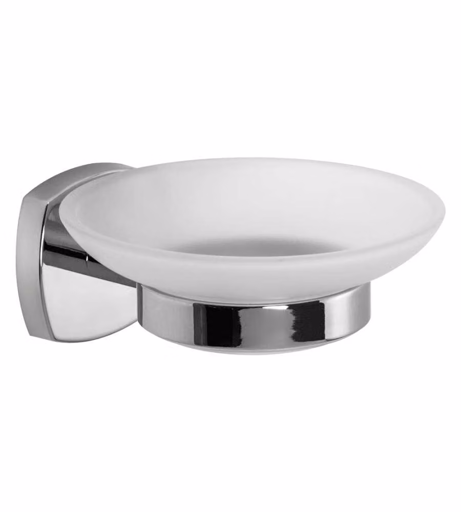 Metaform Portasapone da Parete Starter Cromato e Vetro Opaco 11x12,5 cm