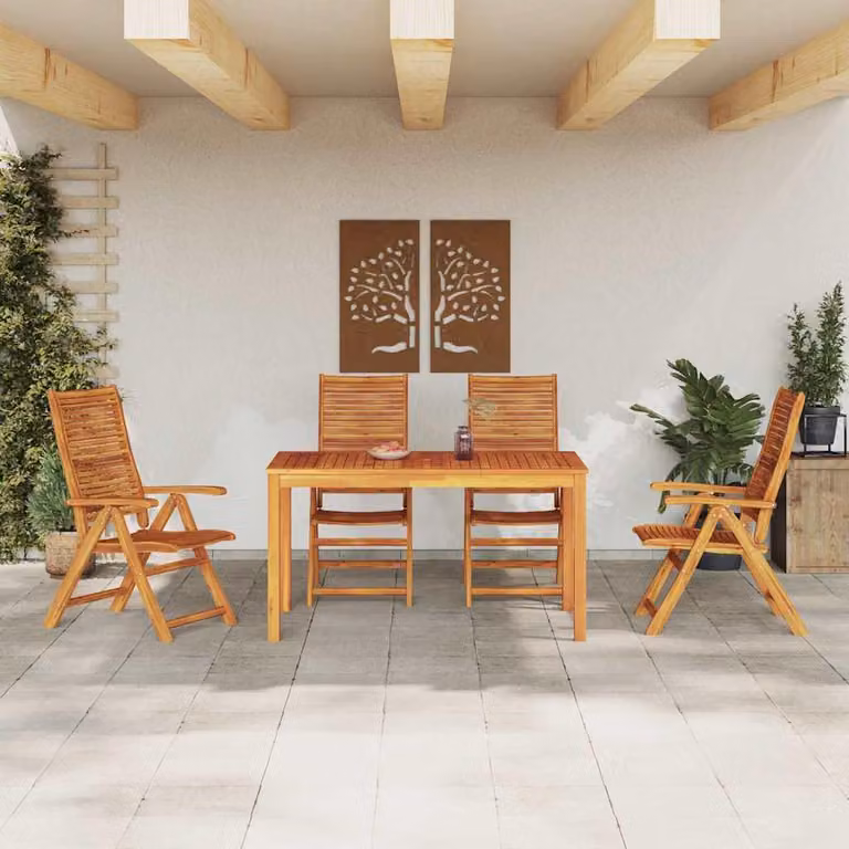 Maison Exclusive - Set da pranzo per esterno, 5 pezzi, legno massello di acacia, color marrone