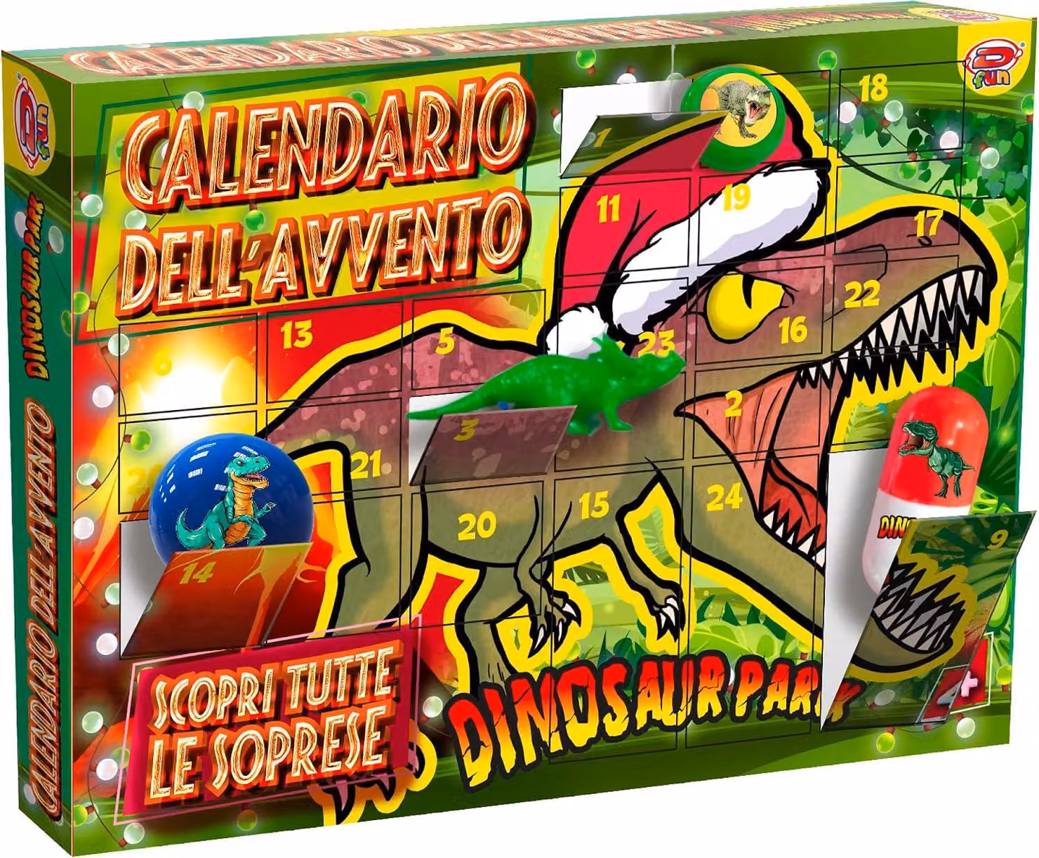 Calendario dell'Avvento a tema dinosauri