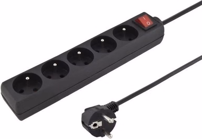 Cavo di prolunga PREMIUMCORD 230V 5m 5 prese + interruttore, nero (ppa5k-05bk)