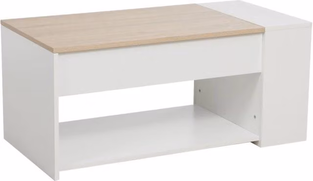 Tavolino Jasmine Casa Collection Bianco e Legno Naturale L: 100 cm, P: 50 cm, H: 45 cm