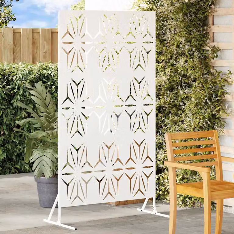 Paravent per privacy vidaXL semi-trasparente in acciaio bianco L/P/H: 100 x 50 x 180 cm