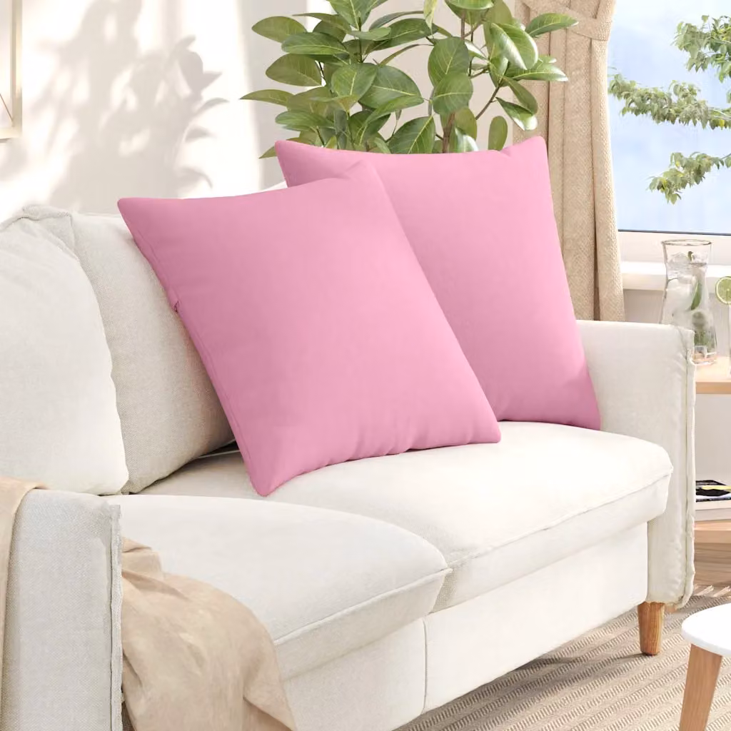 Set di 2 cuscini da divano quadrati vidaXL in tessuto rosa con fodera rimovibile, L 60 cm x L 60 cm