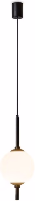 Lampadario moderno sospeso Maytoni The Sixth Sense con luce LED integrata in metallo nero e vetro bianco