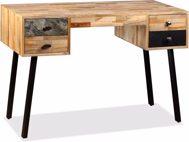 Scrivania | Tavolo da Ufficio in Legno Massello di Teak di Recupero 110x50x76 cm