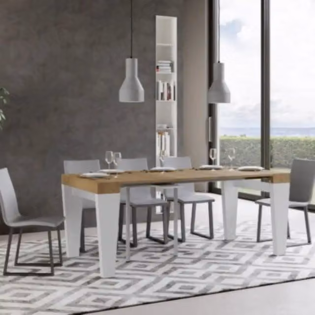 Consolle allungabile 90x40/196 cm Spimbo Mix Small piano quercia natura - struttura bianco frassino