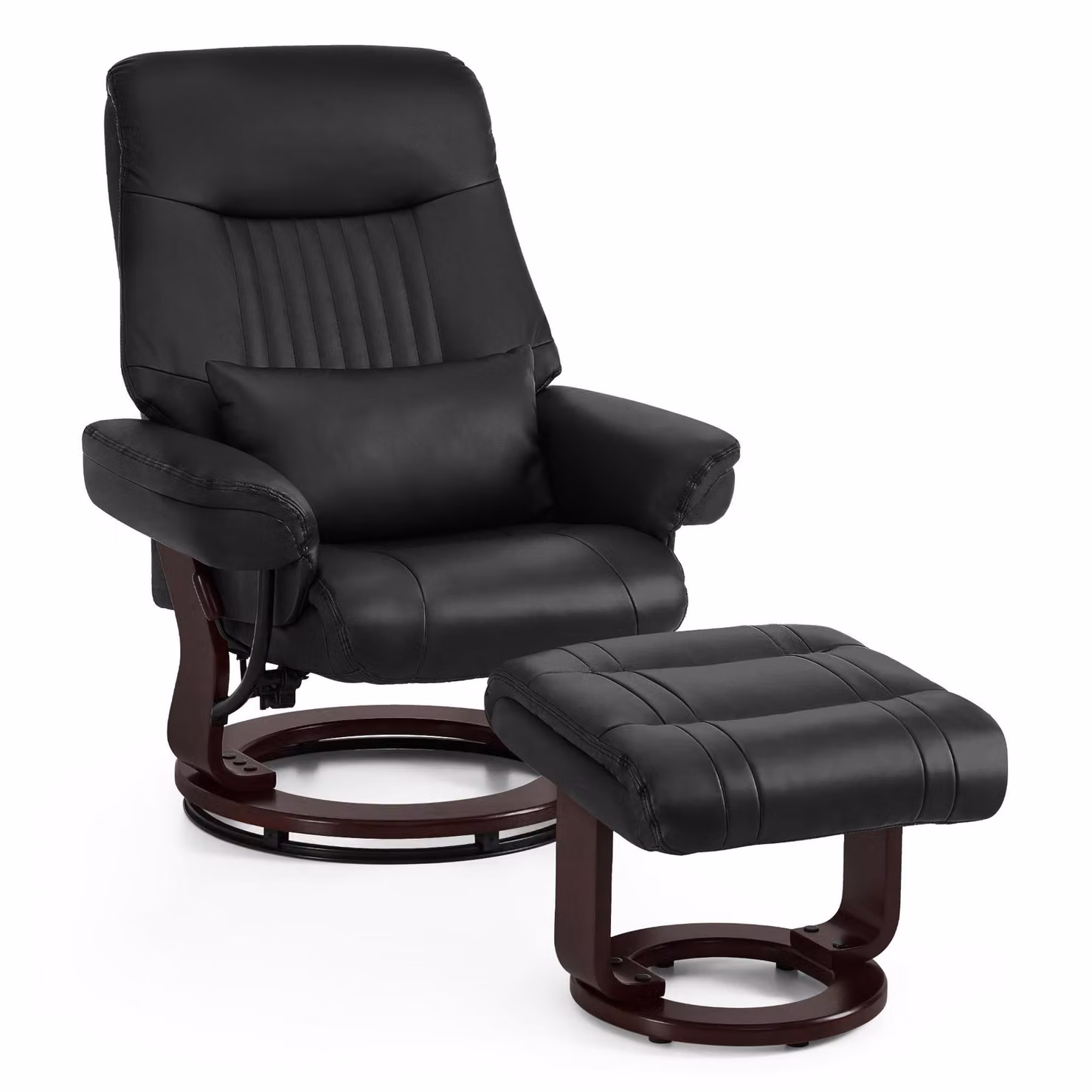 Poltrona relax M MCombo con funzione reclinabile, poltrona da lettura, poltrona TV girevole a 360° con poggiapiedi, cuscini e tasca laterale, poltrona TV, 9035 (nero)