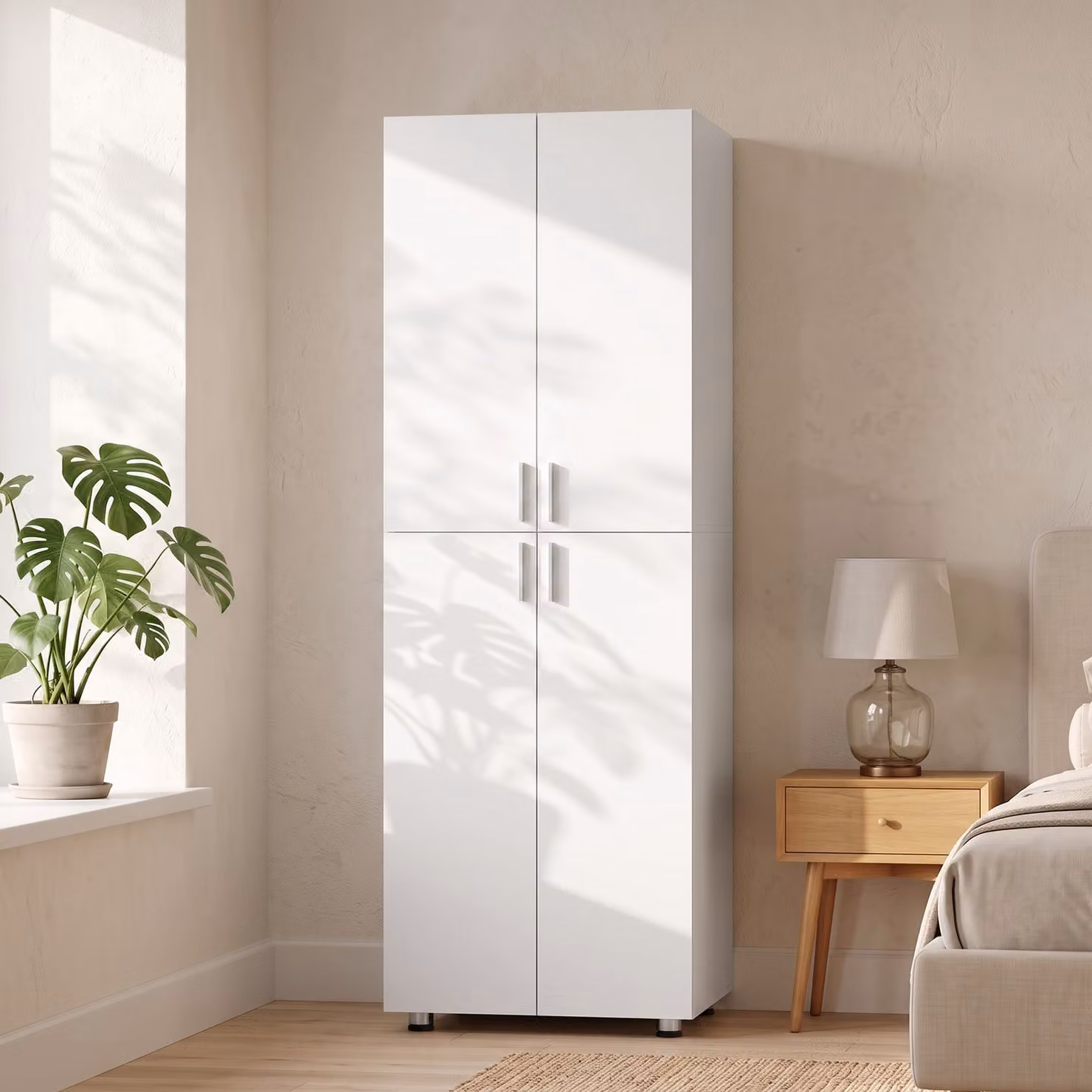 Armadio Guardaroba HOMCOM con 4 Ante e Chiusura Soft Close, Bianco Opaco, L: 180 cm, P: 60 cm, H: 180 cm – 2