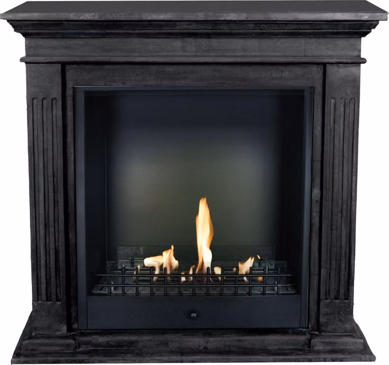 Caminetto a etanolo Xaralyn - Cadiz BCL-SBU - pietra naturale nera - riscaldamento a 3 kW - caminetto da incasso incluso - caminetto decorativo