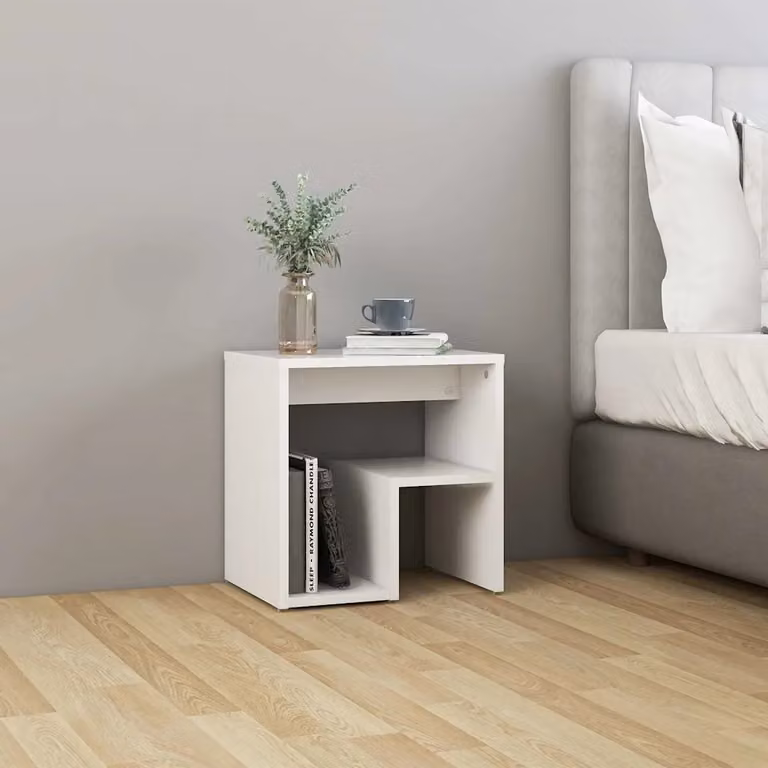 Comodino moderno vidaXL in legno MDF bianco L 40 cm x P 30 cm x H 40 cm