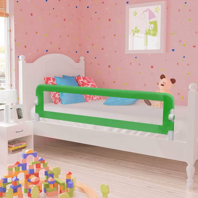 Sponda di sicurezza pieghevole per lettino bambino vidaXL in tessuto e metallo, Verde, L: 150 cm, H: 42 cm