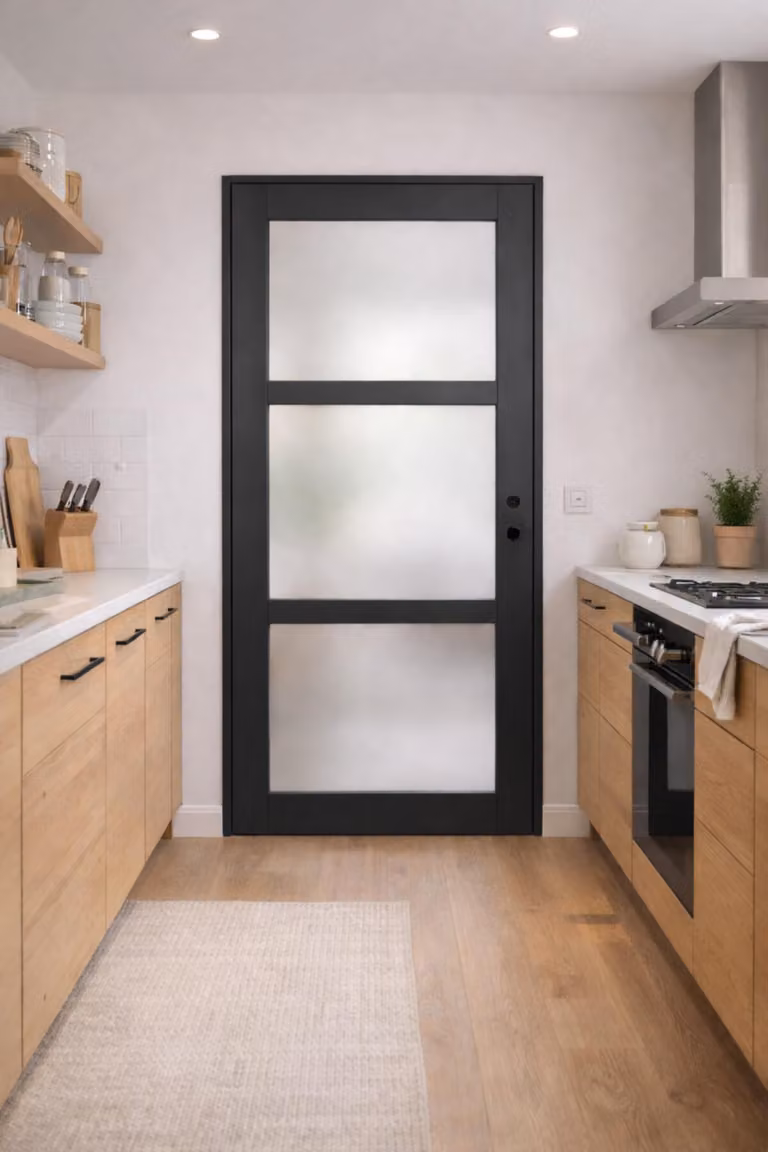 Bloc Porta Blakeria Grigio Antracite Vetrata H204 x L73 cm Lato Tavolo P. sinistra GD MENUISERIES