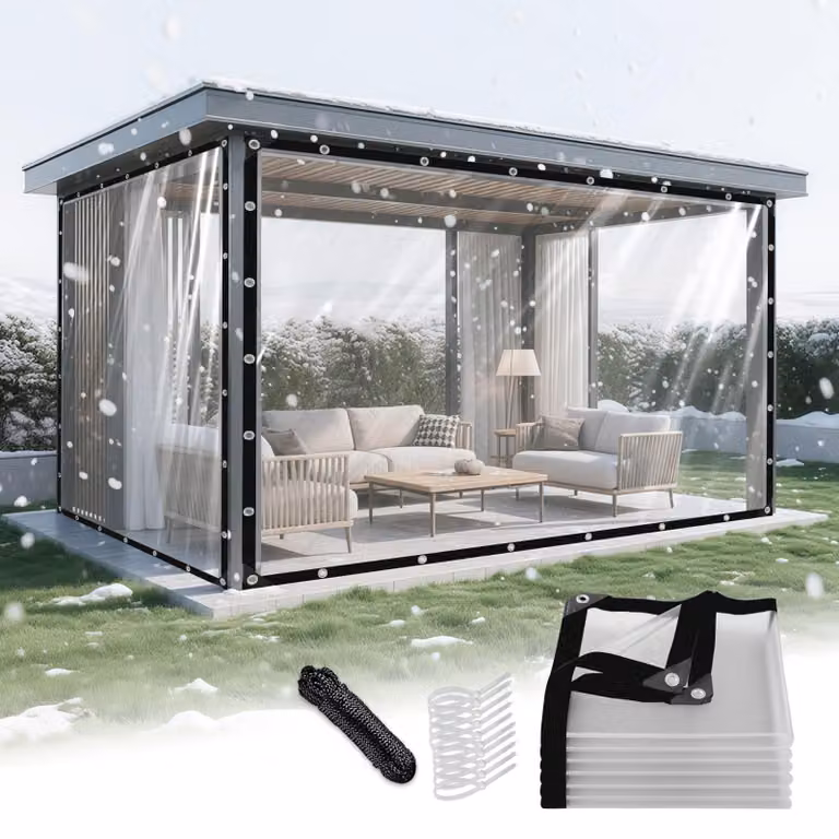 2x2M Telone trasparente con occhielli Telone impermeabile Telone da giardino Telone in tessuto resistente alle intemperie Per balcone Padiglione Mobili da giardino Piante Serra