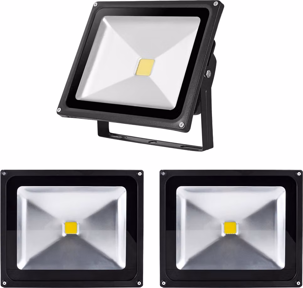 Greenmigo 3x 50W Proiettore LED da giardino, luce bianco freddo, con corpo in alluminio nero, impermeabile IP65, 85-265 V