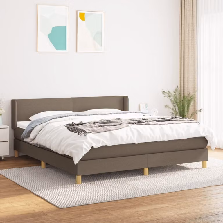 Maison Exclusive - Giroletto a Molle con Materasso Tortora 160x200 cm in Tessuto
