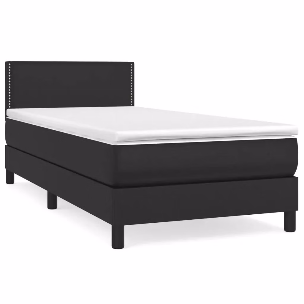 Letto a Molle Ibrido vidaXL con Materasso in Similpelle Nero e Bianco L/P/H: 203 x 100 x 78 cm – 2