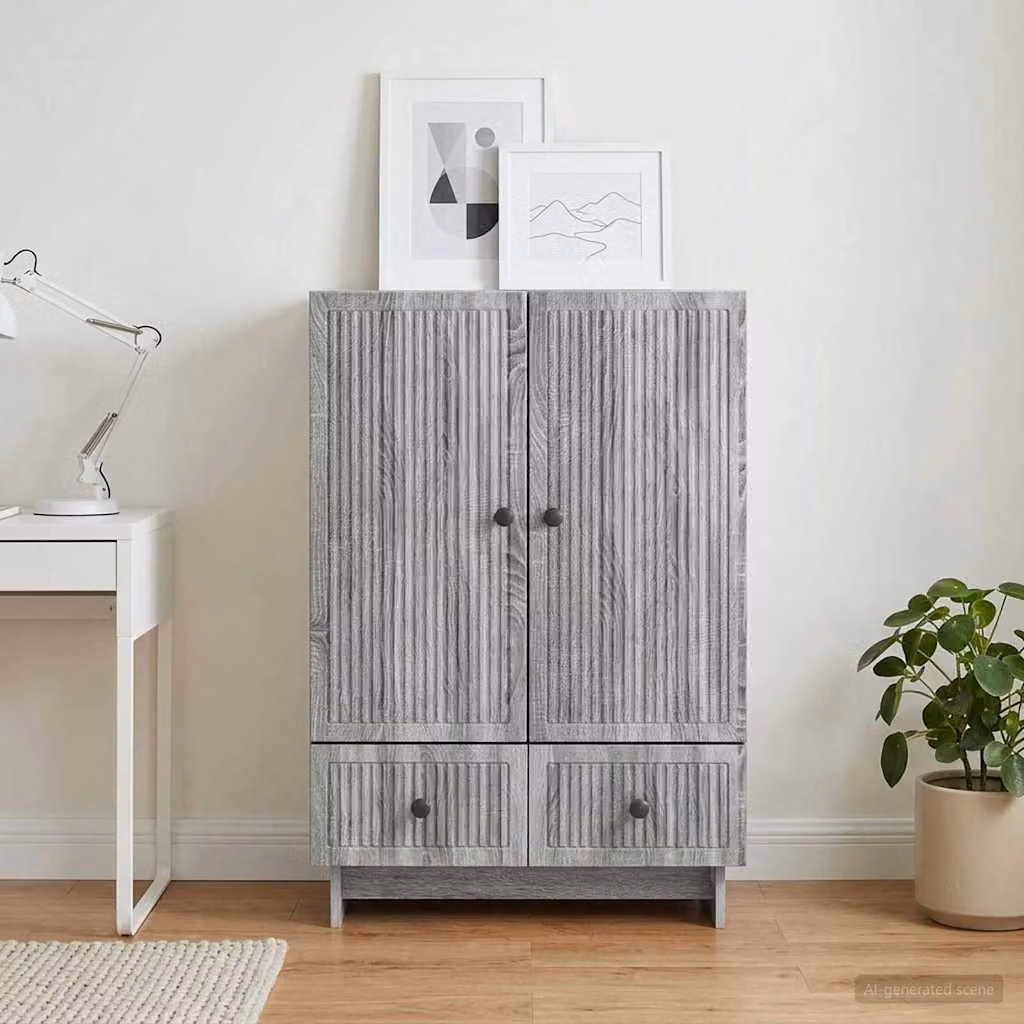 Credenza vidaXL in legno ingegnerizzato color grigio Sonoma, L: 66 cm, P: 34,5 cm, H: 95 cm