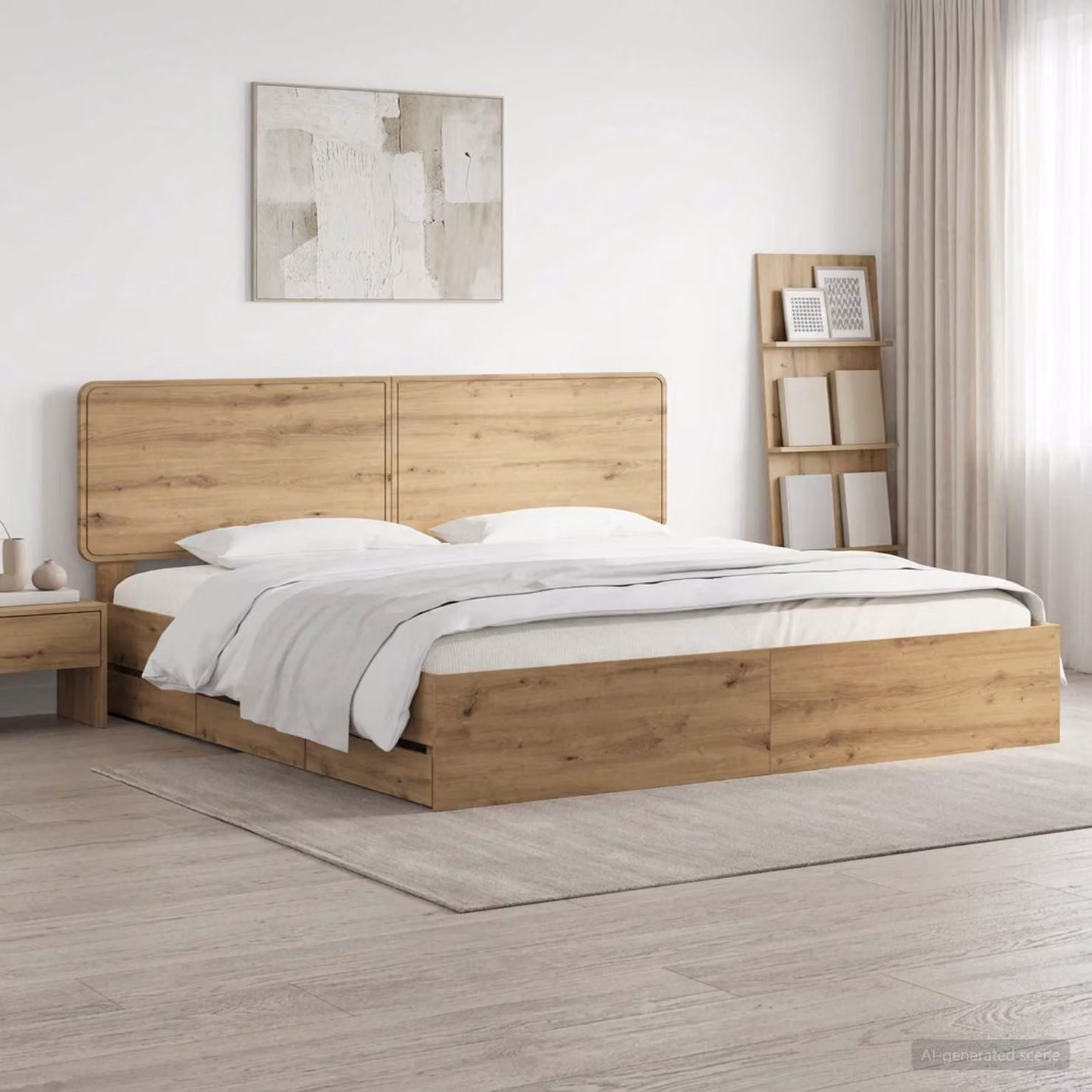 Letto con contenitore e testiera vidaXL in legno rovere, colore marrone, 180 x 200 cm