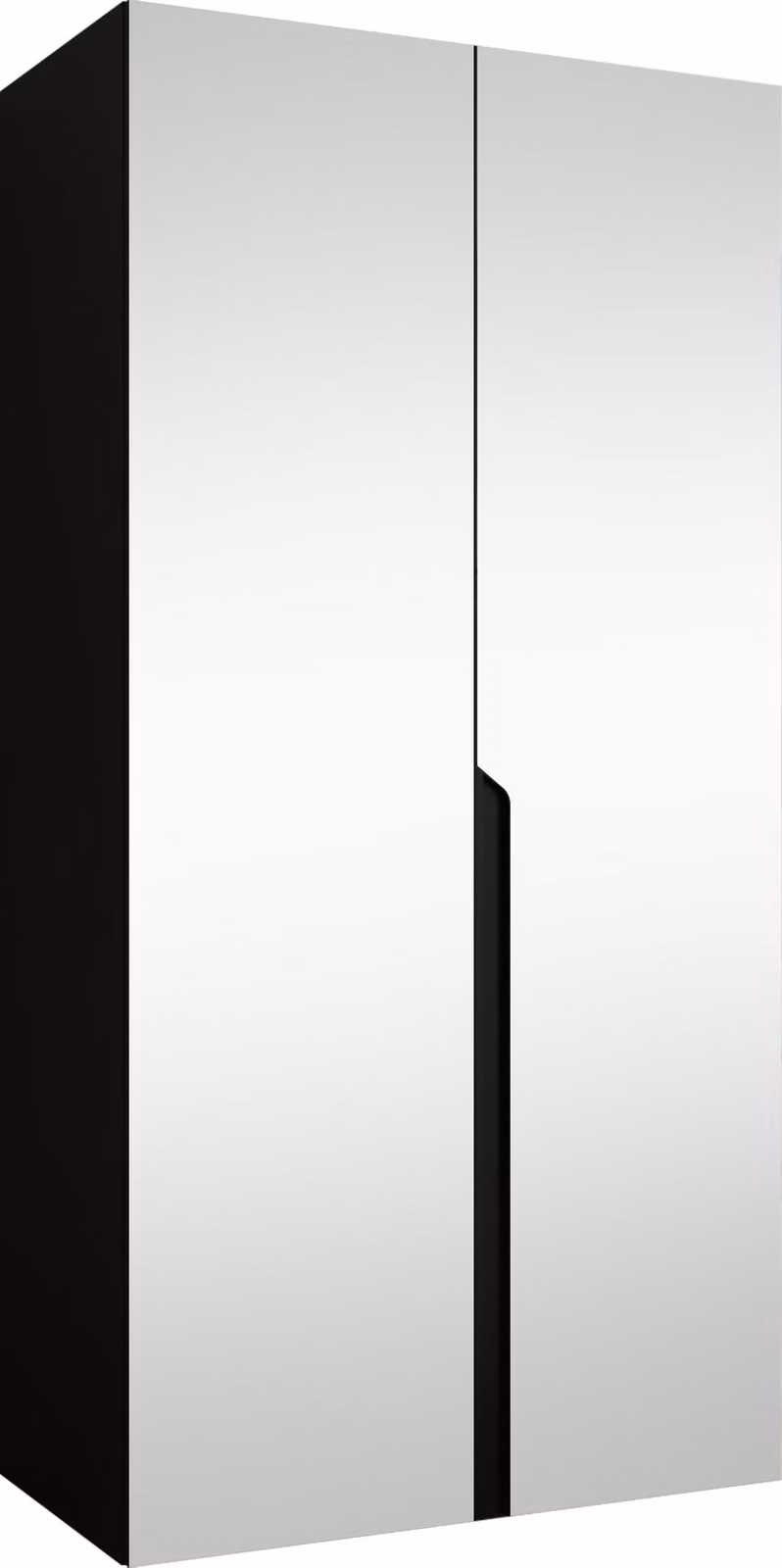 MIRJAN24 Armadio Mila 3 100 con specchio, camera da letto, armadio, con due ante a battente e asta appendiabiti, moderno, armadio guardaroba (colore: nero + nero)