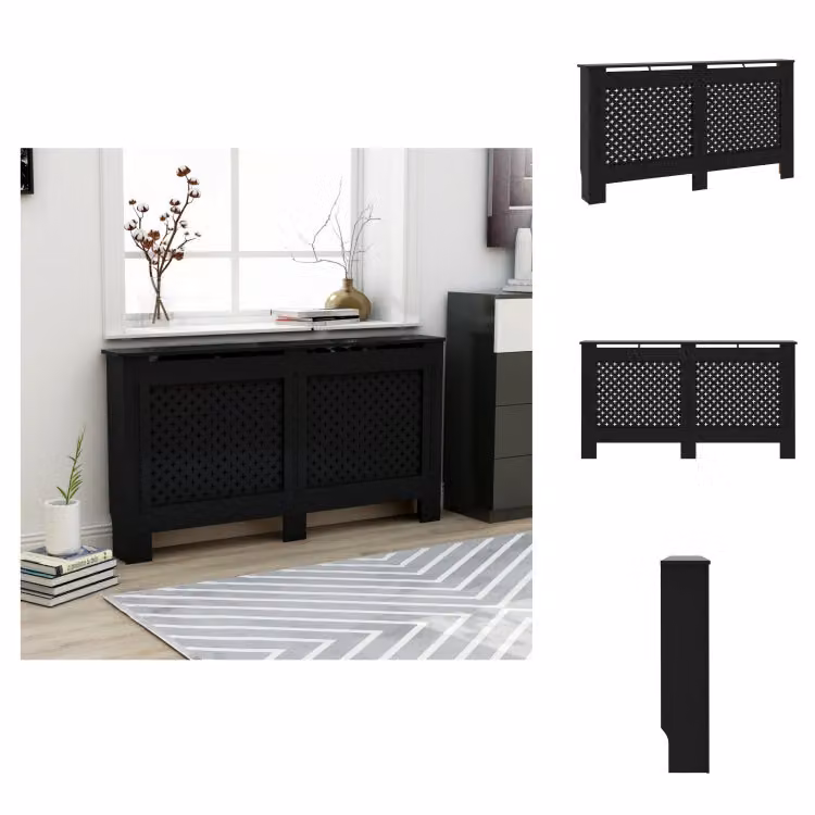 vidaXL Copriradiatore nero 152 x 19 x 81 cm MDF - Accessori per radiatori