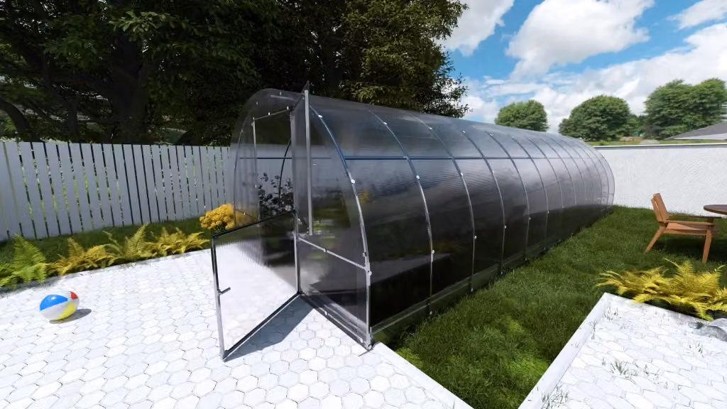 Serra da giardino KLASIKA EASY con rivestimento in policarbonato trasparente e struttura in acciaio zincato, L/P: 8 x 3 m – 2