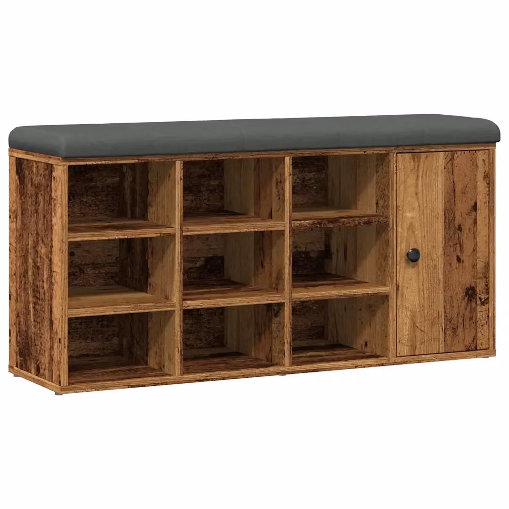 Panca porta scarpe vidaXL in legno e MDF con seduta in tessuto, colore grigio e marrone, L: 110 cm, P: 32 cm, H: 50 cm – 2