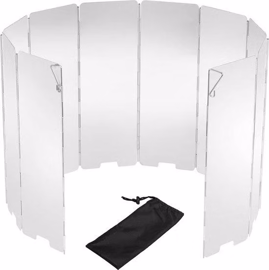 Deflettore antivento leggero - Set da 10 pezzi - Stufa da picnic pieghevole - Con custodia con cerniera - Per campeggio, escursionismo, barbecue a gas e ad alcool