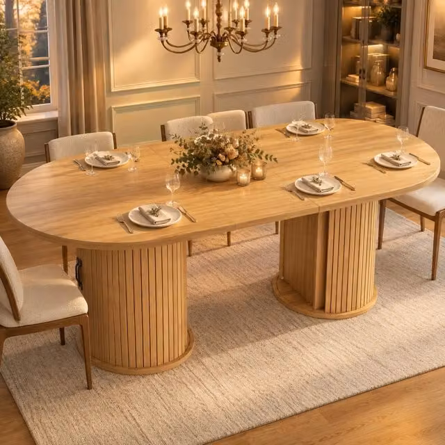 Tavolo da pranzo allungabile 150-190x80x75 cm in MDF naturale con vano nascosto