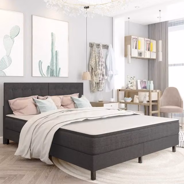 Testiera Letto Trapuntata vidaXL in Tessuto Grigio per Letto 160x200 cm – 1