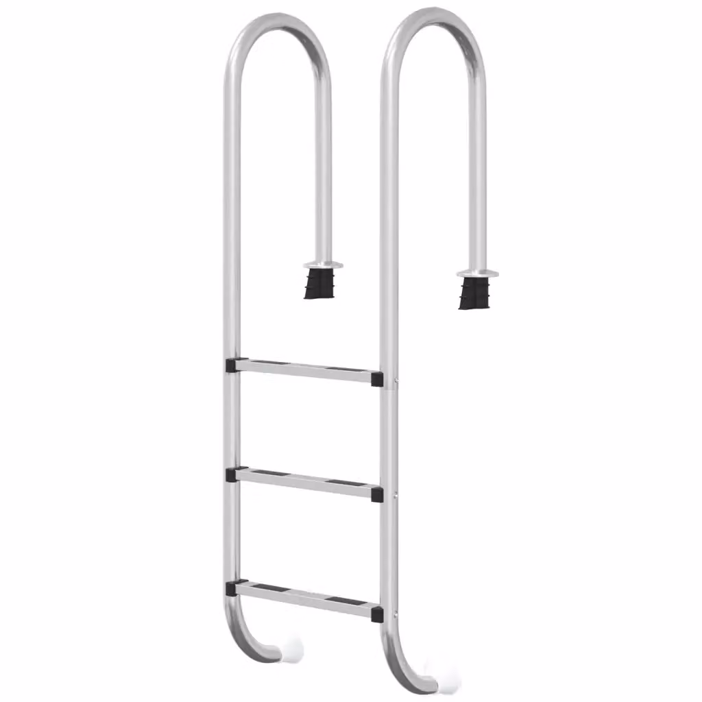 vidaXL Scala per Piscina in Acciaio Inox 304 e Plastica, Colore Argento, L/P/H: 54 x 38 x 158 cm – 2