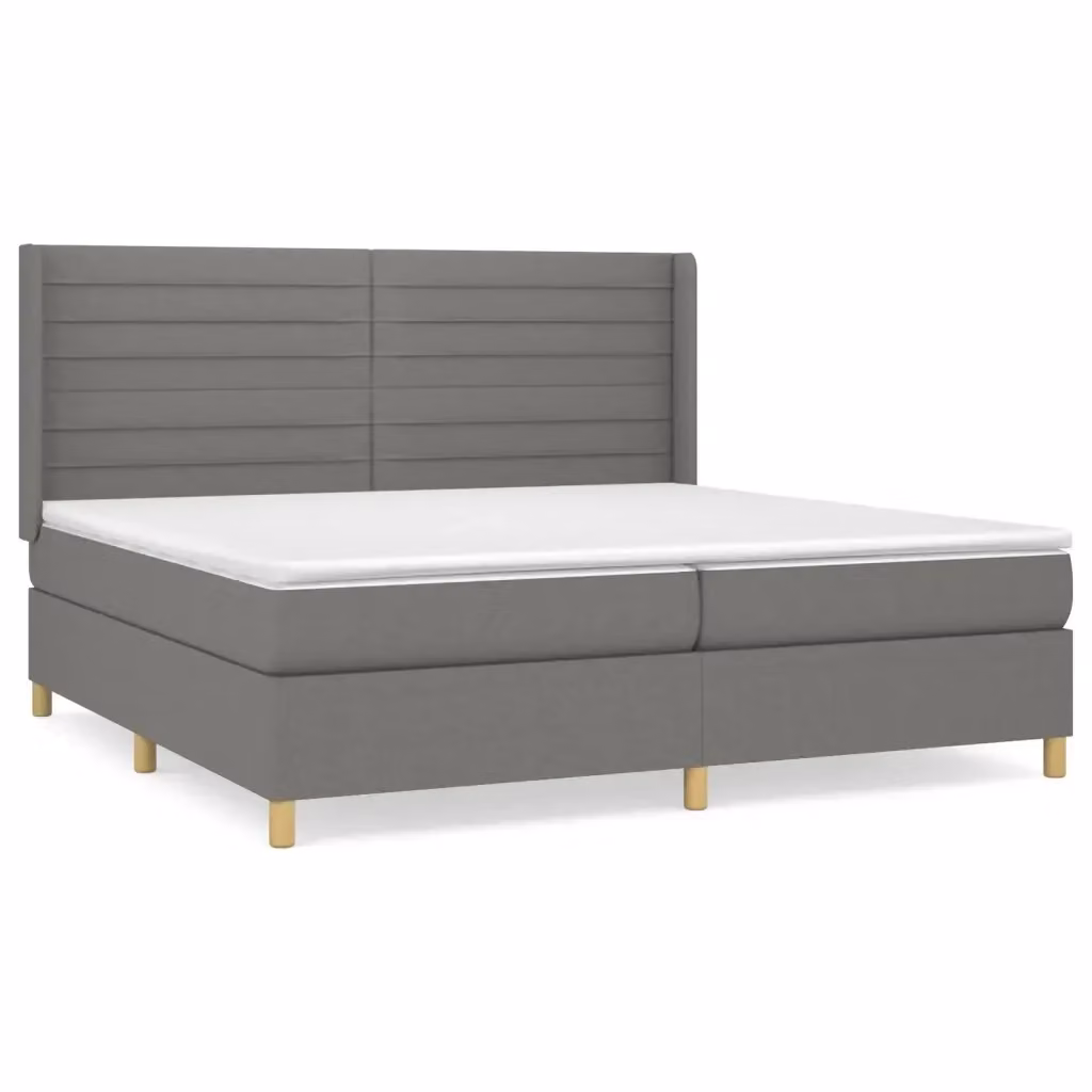 Letto Ibrido vidaXL con Giroletto a Molle e Materasso Grigio e Bianco L/P/H: 200 x 203 x 128 cm – 2