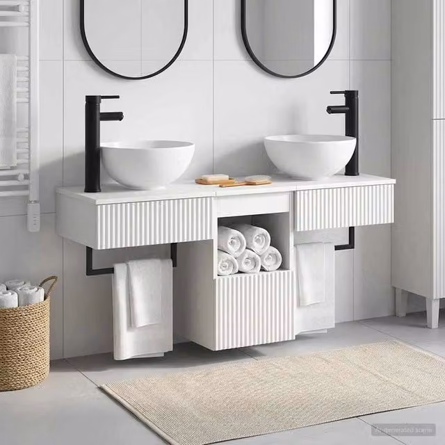 Set di mobili per il bagno 3 pz Bianco Legno ingegnerizzato 3405587