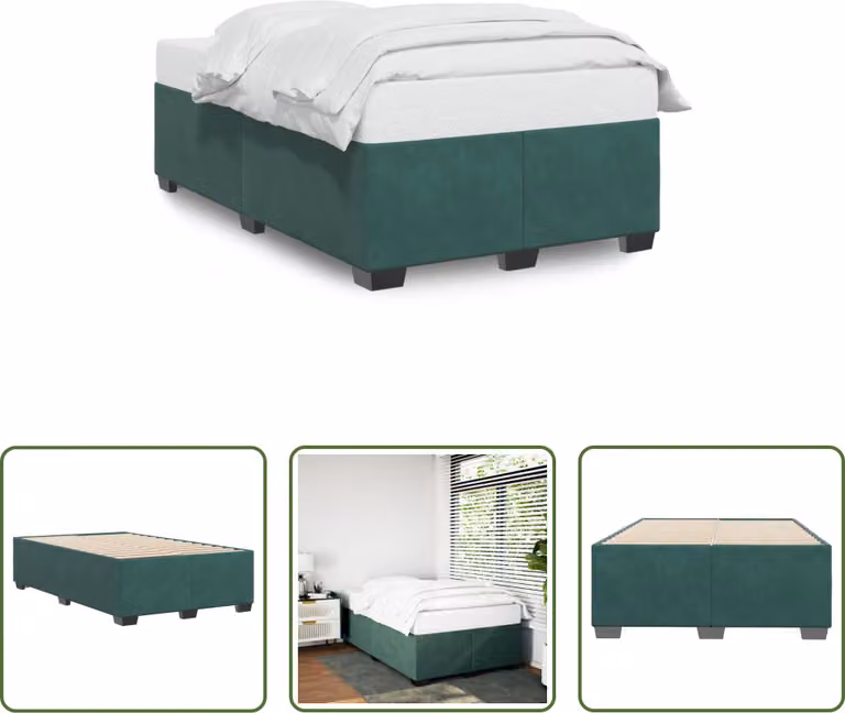 The Living Store Struttura letto in velluto verde scuro 120x190 cm