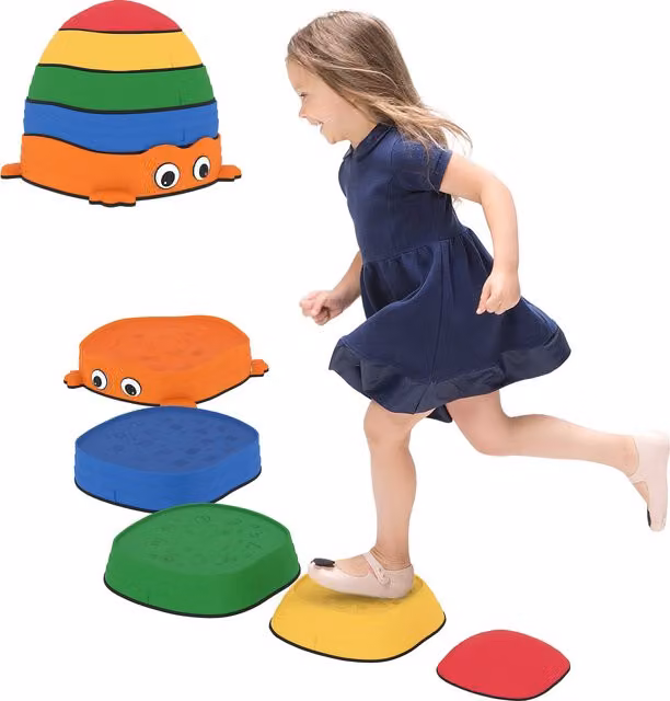 Percorso di Equilibrio AIYAPLAY per Bambini, Set da 5 Pezzi Antiscivolo per Interno ed Esterno, Multicolore, L/P/H: 33.5 x 33.5 x 28 cm – 1
