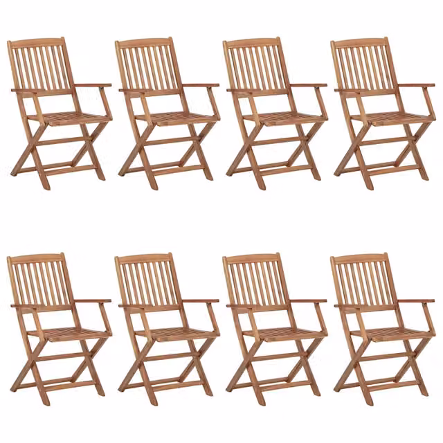 Sedie Pieghevoli 8 pz con Cuscini Massello Acacia 3074992