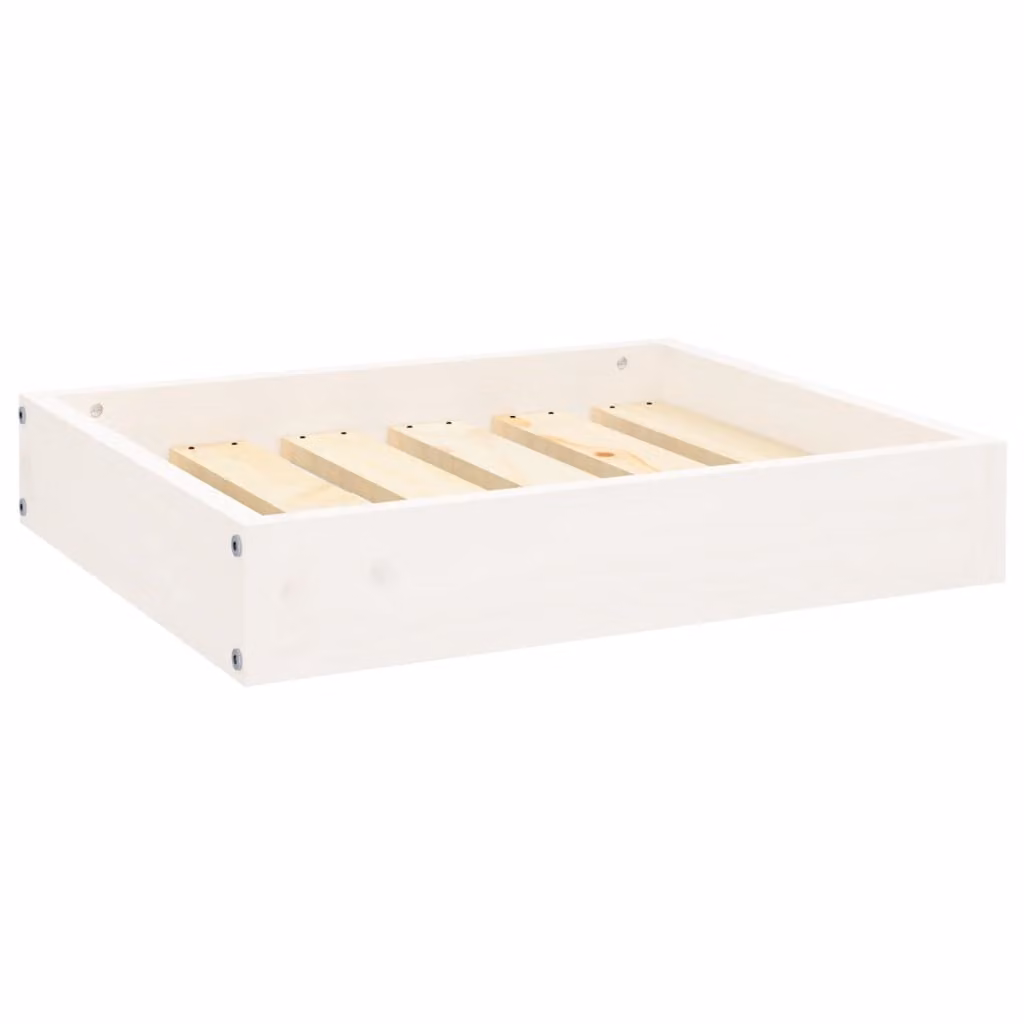Cuccia per Cani Bianca 51,5x44x9 cm in Legno Massello di Pino
