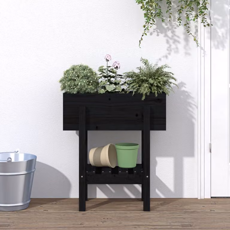 Fioriera da giardino vidaXL in legno di pino nero L: 62 cm, P: 30 cm, H: 69 cm