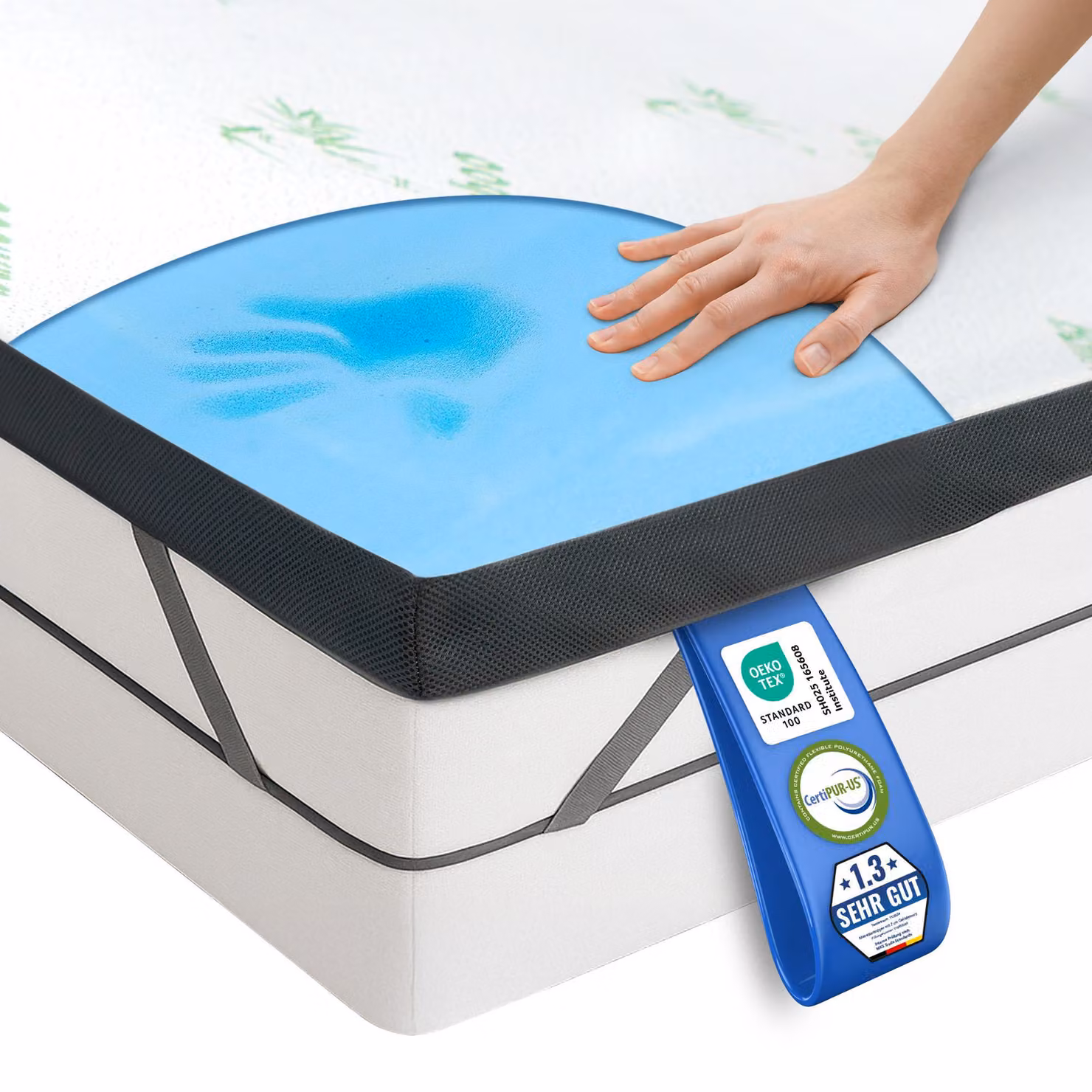 Materasso topper con memory foam al gel - 140 x 200 x 7 cm