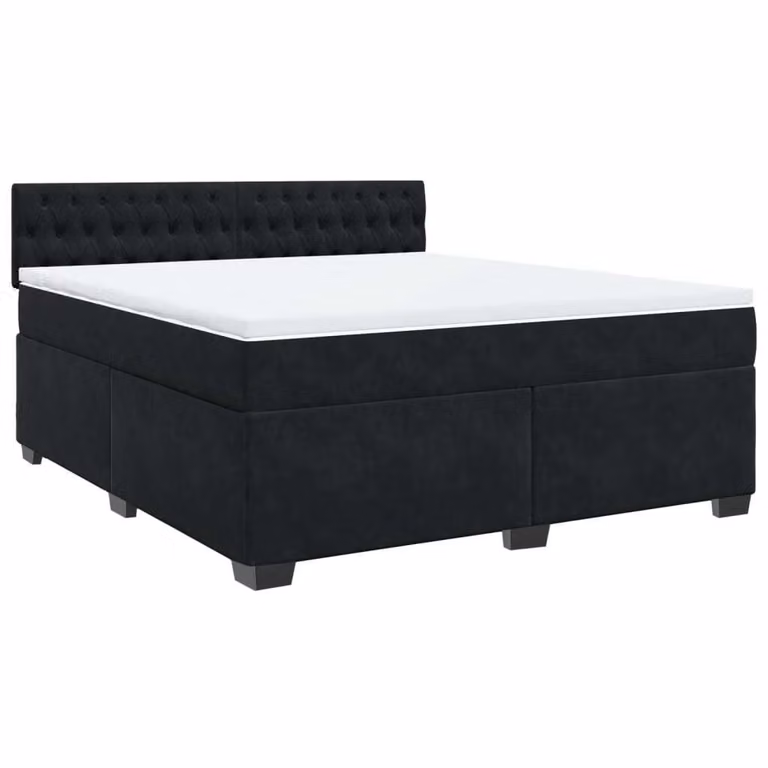 Giroletto a Molle con Materasso Nero 180x200 cm in Velluto