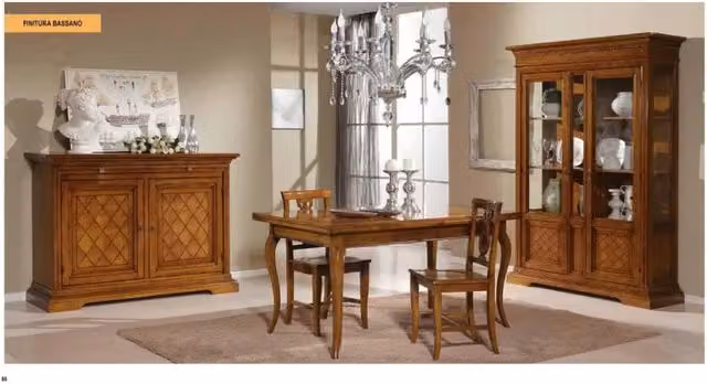 Set da soggiorno Mobili2g in legno stile rustico con tavolo rettangolare estensibile e sedie, colore marrone – 2
