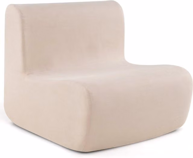 Poltrona sacco beige in morbido velluto con supporto ergonomico e rivestimento rimovibile per il tuo relax in soggiorno o camera da letto