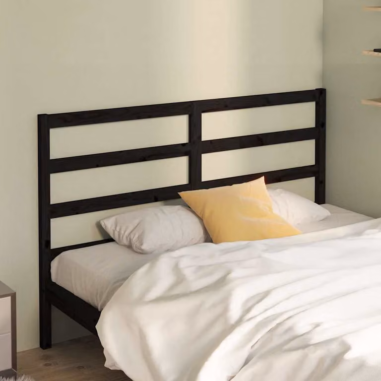 Testiera per letto vidaXL in legno massello di pino nero, stile rustico, L 126 cm x H 100 cm x P 4 cm