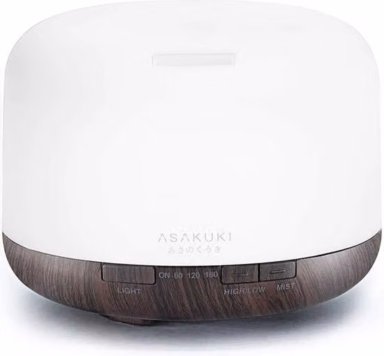 Diffusore di Aromi e Purificatore d'Aria ASAKUKI Bianco con Luce
