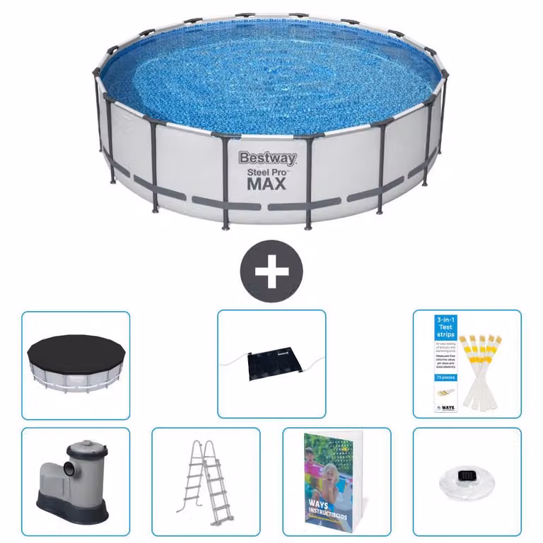 Piscina gonfiabile Bestway Steel Pro MAX, rotonda, 488x122 cm, composta da 6 parti, modello S598