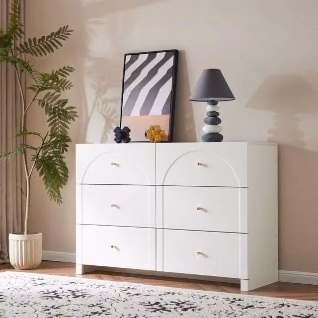 Cassettiera WISHDOR in MDF bianca per camera da letto o soggiorno, H 82 x L 120 x P 40 cm