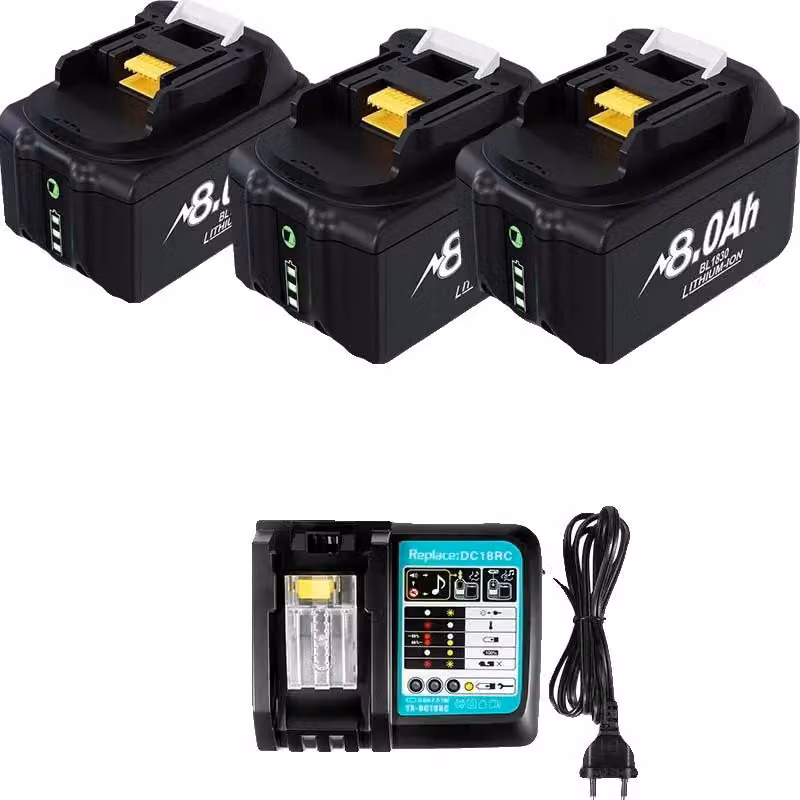 Batteria di ricambio, capacità 8000mAh, compatibilità 18V, 3X8.0Ah1XCaricatore