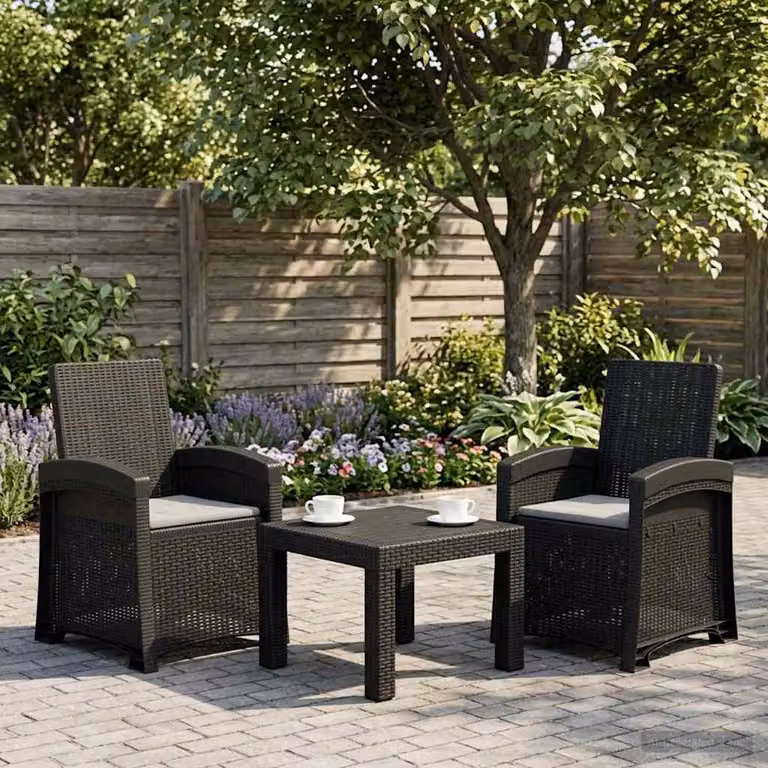 Set di 2 sedie da giardino reclinabili vidaXL in effetto rattan con cuscini, resistenti alle intemperie, colore antracite